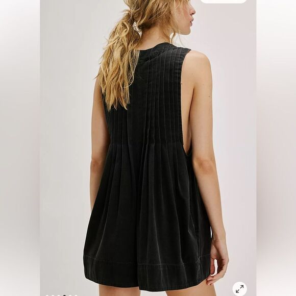 Free People Webster romper Black Sleeveless cotton one piece jumpsuit $128 XL - Picture 6 of 12